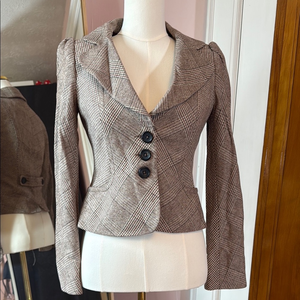 Banana Republic Brown Blazer Fitted Wool Blend
